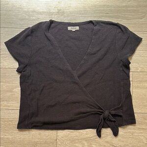 Madewell Black Wrap Tie Front Blouse